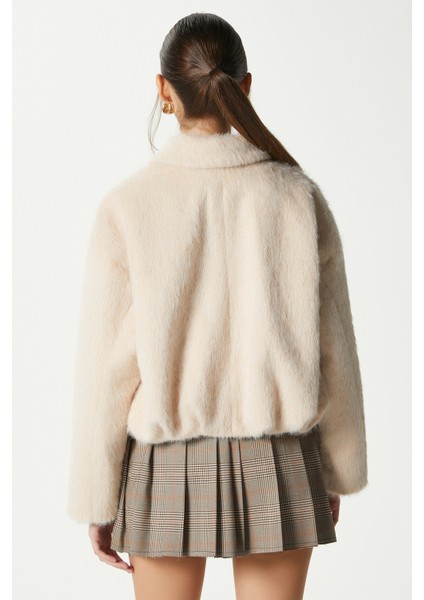 Kadın Oscar Suni Kürk Taş Bomber Ceket indirimleri