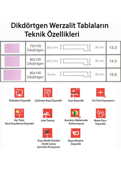 Klasik Katlanır Werzalit Tabla Masa (80X140) - Afyon Mermer modelleri