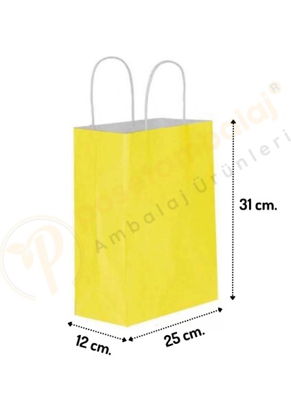 Sarı Kraft Çanta Orta Boy 25X12X31 cm 25 Adet