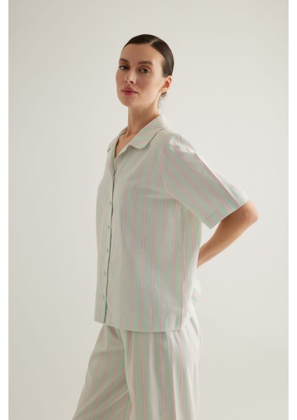 Kadın Dokuma Kısa Kollu Gömlek Pijama Üstü modelleri