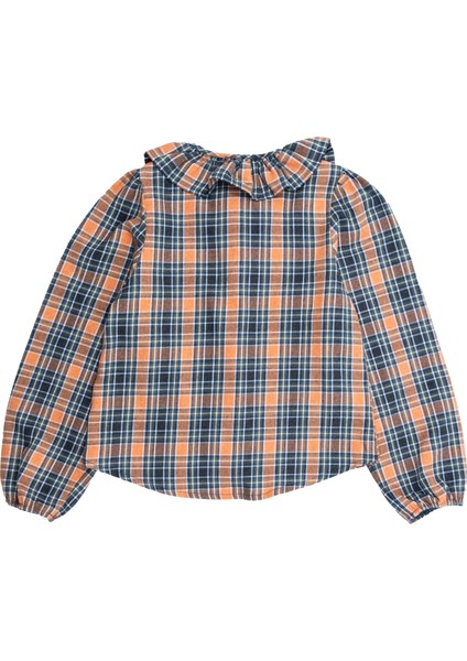 Fırfırlı Yaka Ekose Kışlık Kız Çocuk Gömlek modelleri