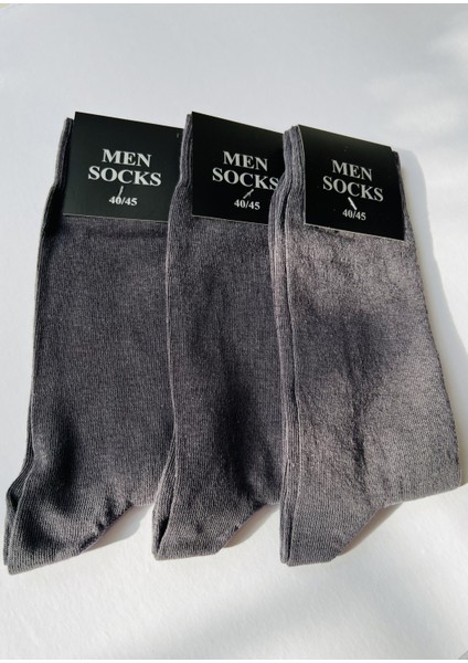 Erkek Normal Boy Klasik Düz Dikişsiz Çorap 3'lü Füme Renk fiyatları