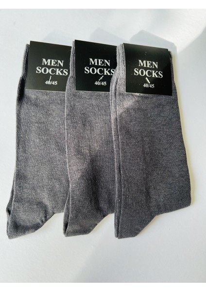 Erkek Normal Boy Klasik Düz Dikişsiz Çorap 3'lü Füme Renk modelleri