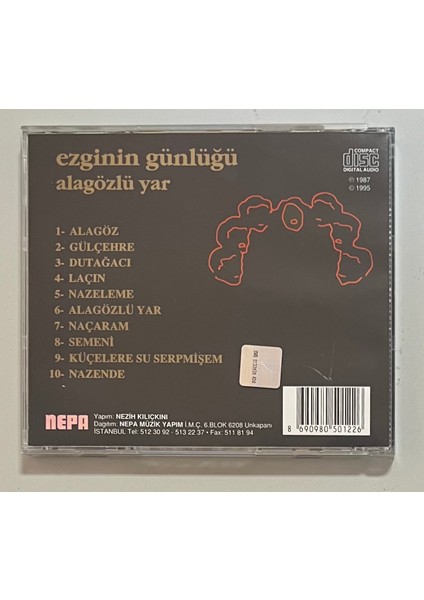 Ezginin Günlüğü Alagözlü Yar CD (Orijinal 1995 Dönem Baskı Cd) fiyatları