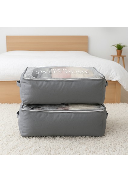 Pencereli Baza Altı Hurç | 2 Adet | Mevsimlik, Yazlık, Kışlık, Sert Yorgan ve Yastık Hurcu Sert Kalın Hurç