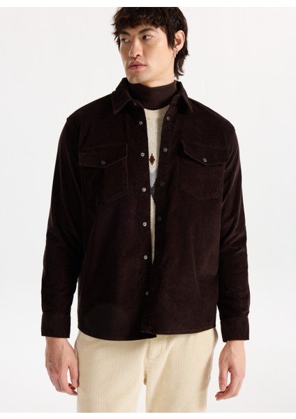 Relaxed Kahve Fitilli Erkek Gömlek M5WM-GML1807 fiyatları