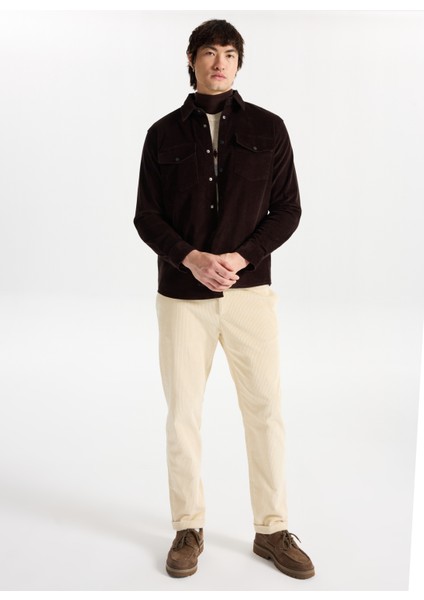 Relaxed Kahve Fitilli Erkek Gömlek M5WM-GML1807 modelleri