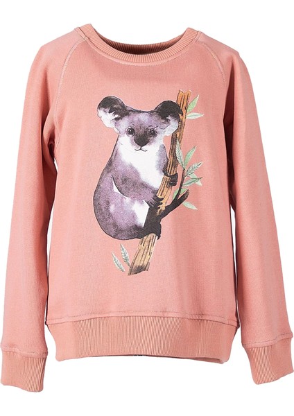 Organik Baskılı Pembe Kışlık Kız Çocuk Sweatshirt fiyatları