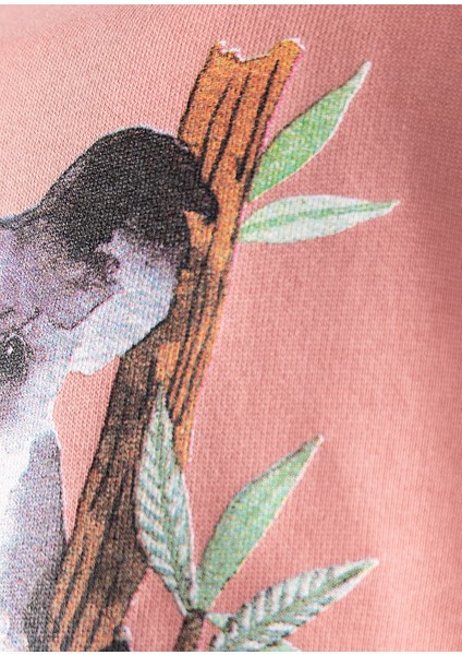 Organik Baskılı Pembe Kışlık Kız Çocuk Sweatshirt fırsatları