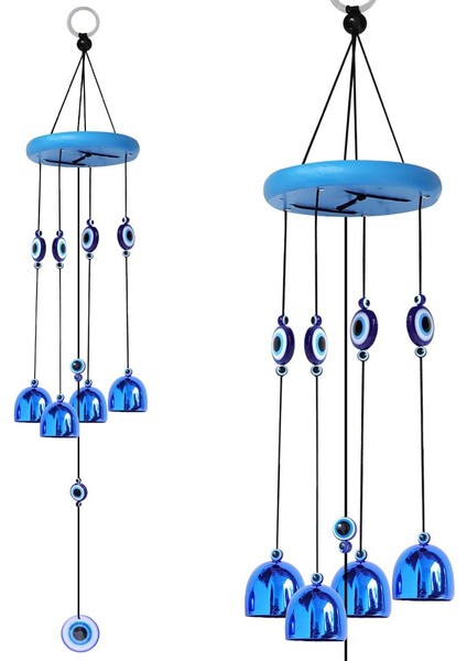 Feng Shui Nazar Boncuğu Rüzgar Çanı Metal Kötü Göze Karşı Dış Mekan Dekoratif Bahçe Kapı Süsü 65 Cm. fırsatları