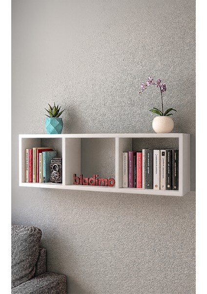 Bladiva Duvar Rafı Kitaplık Dekoratif Raf Beyaz