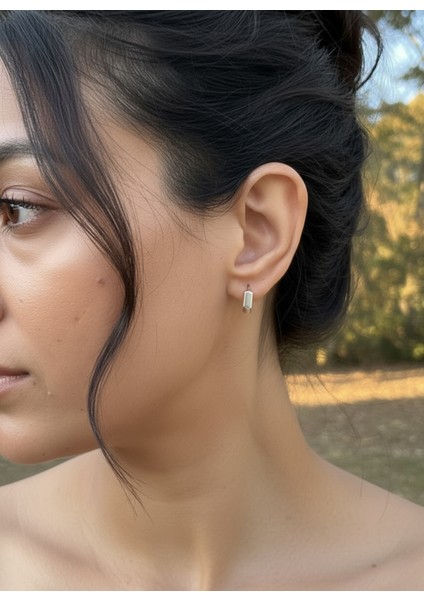 Minimal Silver Renk Çelik Küpe