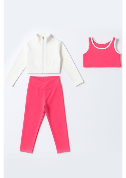 Kız Çocuk 3'lü Spor Crop Takım