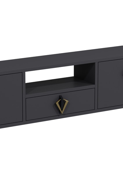 1315DROPCT-32 Duvara Montaj Tv Sehpası Antrasit-Altın