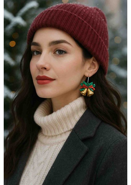 El Yapımı Golden Christmas Bells Halkalı Yılbaşı Küpe - Şık ve Özgün, Yılbaşı, Hediye, Yeniyıl