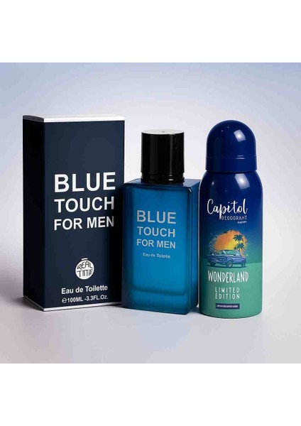 Real Time Blue Touch For Men Erkek Parfüm ve Capitol Deodorant 2'li Seti