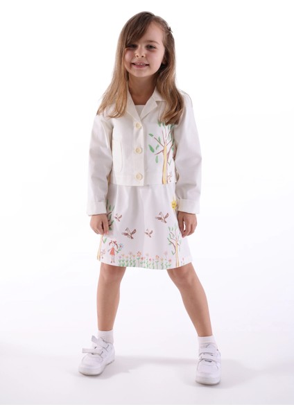 Organik Kanvas Beyaz Baharlık Kız Çocuk Mont