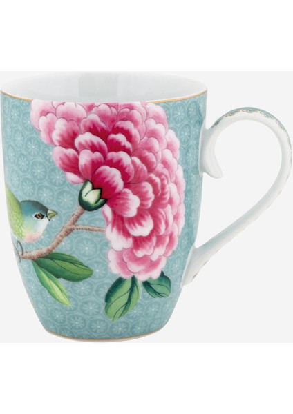 Blushing Birds Mavi Porselen Kupa 350 ml