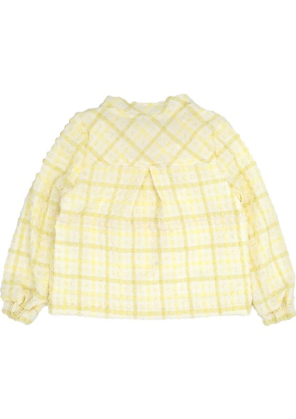 Recycle Özel Dokuma Belden Büzgülü Sarı Baharlık Kız Çocuk Ceket