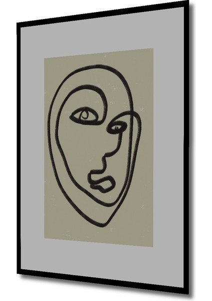 Dekoratif Ahşap Dikdörtgen Tablo Soyut Yüz Çizimi Çerçeve Görünümlü fiyatları