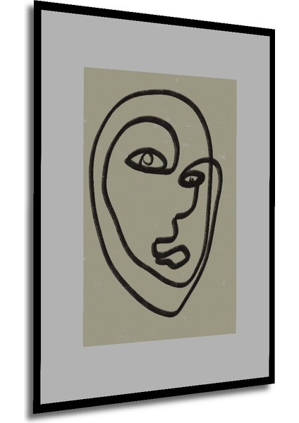 Dekoratif Ahşap Dikdörtgen Tablo Soyut Yüz Çizimi Çerçeve Görünümlü modelleri