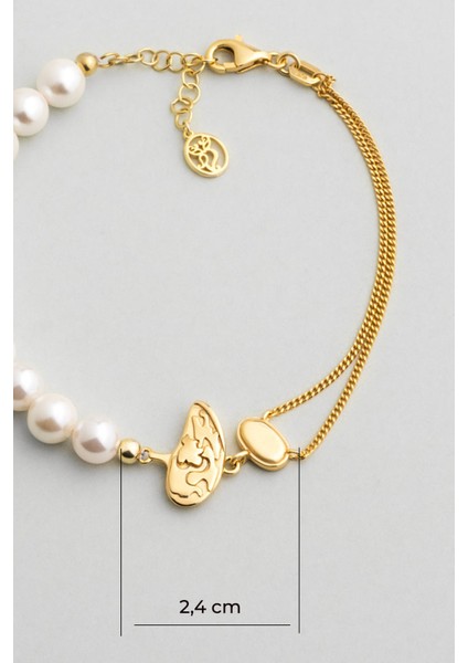 Lucia 18 Ayar Sarı Altın Kaplama 19 cm Gümüş Inci Bileklik modelleri