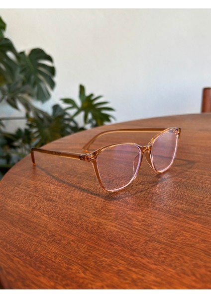 Elanor Cat Eye Açık Kahvernegi Saydam Esnek Köşeli Çekik Mavi Işık Korumalı Gözlük fırsatları