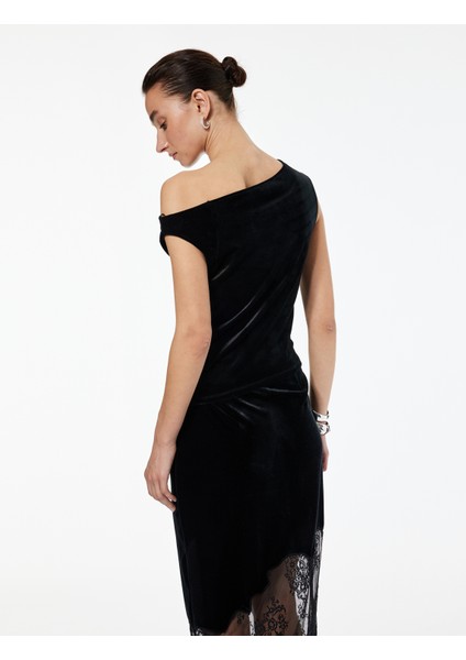 Asimetrik Yaka Kolsuz Kadife Bluz fırsatları