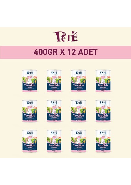 Tavuklu Yaş Konserve Yavru Kedi Maması, Jöle Içinde Parça Etli, 400 gr x 12 Adet fiyatları