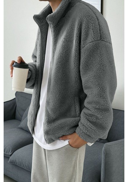 Erkek Isı Termal Iç Dış Sherpa Sonbahar Kış Tam Fermuarlı Peluş Polar Sweatshirt modelleri