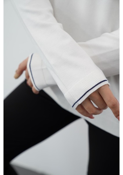 Polo Yaka Düğmeli Triko-Ekru fırsatları