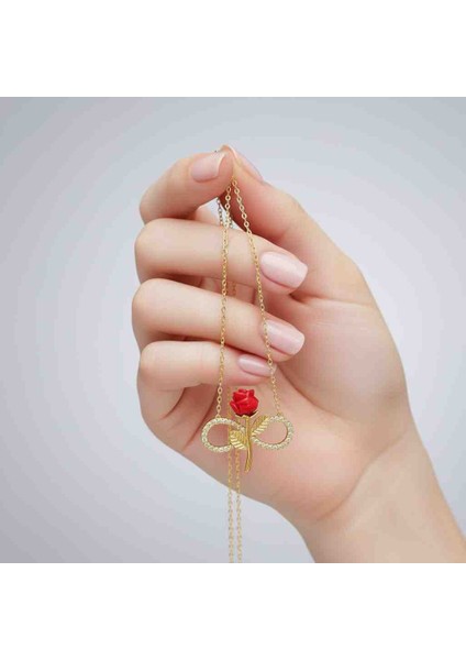 - 925 Ayar Gümüş Sonsuzluk Gül Kolye fiyatları