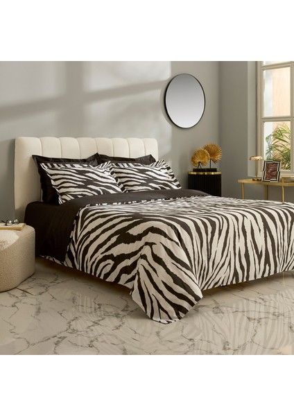 Marimba %100 Pamuk Çift Kişilik Nevresim Takımı Siyah