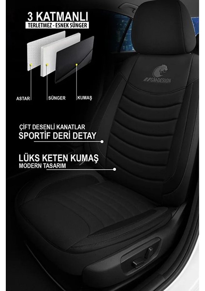 Cadillac Ats Sedan 2.0 (276 Hp) Start/stop 2015 Trend Serisi Uyumlu Keten Oto Kılıfı Siyah fiyatları