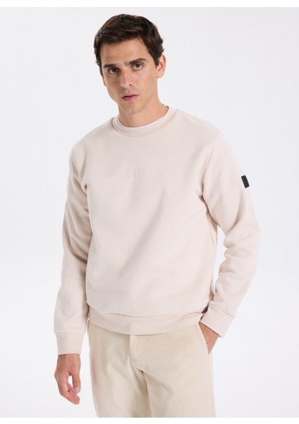 Bisiklet Yaka Krem Erkek Sweatshırt Jornewpoınt Sweat Crew Neck BAW25
