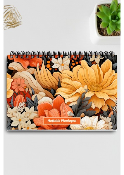 Sonbahar Çiçekleri Temalı A5 Tel Spiralli Yapılacaklar Notlar Listesi Haftalık Planlayıcı