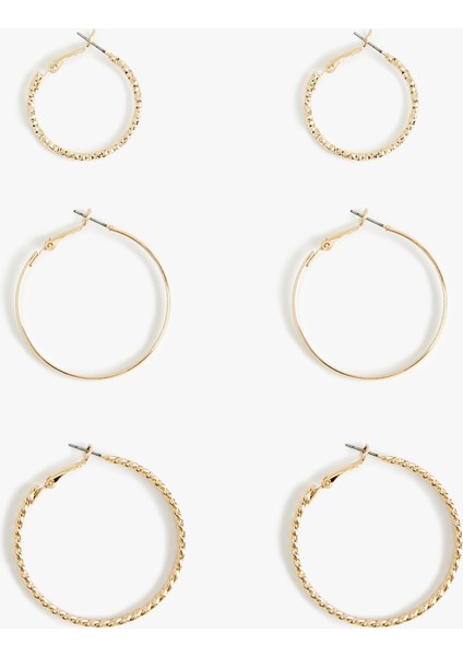 Çelik Burgu 3'lü Halka Küpe Seti