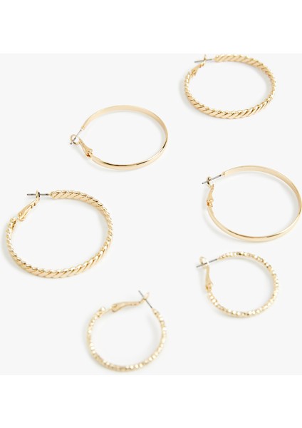 Çelik Burgu 3'lü Halka Küpe Seti modelleri