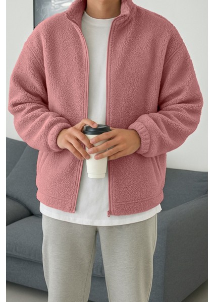 Erkek Isı Termal Iç Dış Sherpa Sonbahar Kış Tam Fermuarlı Peluş Polar Sweatshirt