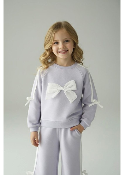 Fiyonk Taş Detaylı Kız Çocuk 2 li takım - Lila modelleri