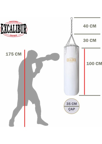 Klasik Boks Kum Torbası 100 x 35 cm Beyaz modelleri