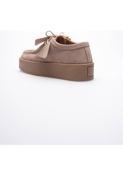 Kadın Süet Loafer Ayakkabı Bağcık Boncuk Detaylı Vizon Kavera fırsatları