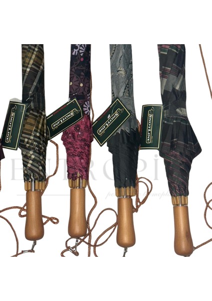 April Snotline Kadın Yağmur Şemsiyesi – Omuz Askılı, Ahşap Saplı, Fiber Çelik Gövdeli, Rüzgar Dayanıklı, Otomatik Açma Mekanizması, Şık Desen Seçenekleri