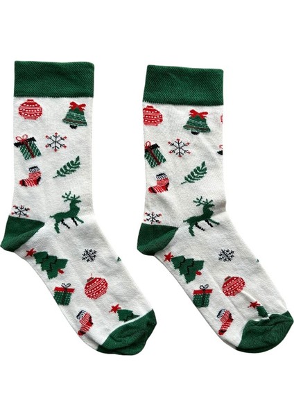 Yılbaşı Süsü Krem Geyik Soket Çorap