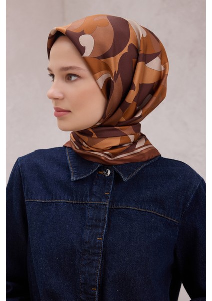 Geometrik Desen Ipek Twill Eşarp 4213D01-87