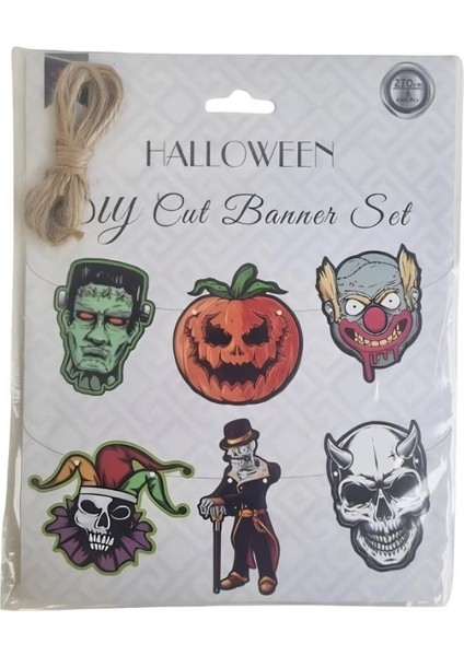 Halloween Cadılar Bayramı Banner 6lı Korkunç Figür Drakula, Kesikbaş, Playaço, Iskelet, Balkabağı Korku Figürleri fırsatları
