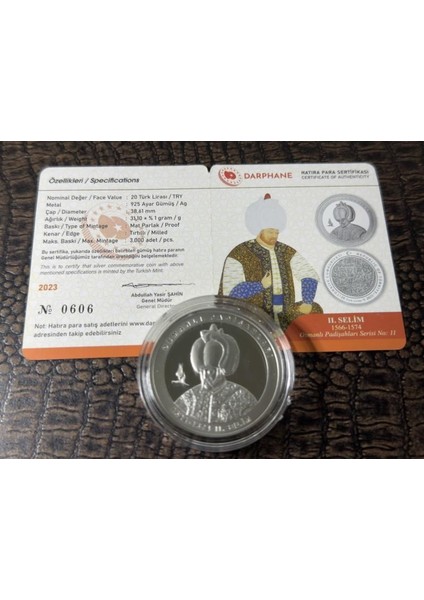 Darphane – Iı. Selim (1566–1574) Osmanlı Padişahları Serisi No:11 Gümüş Hatıra Sikkesi