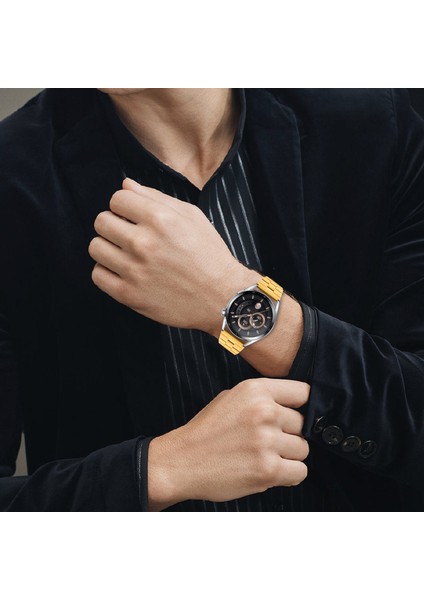 Samsung Galaxy Watch3 45MM Üç Boncuklu Paslanmaz Çelik Saat Kayışı Yedek Parçası - Altın (Yurt Dışından) fırsatları