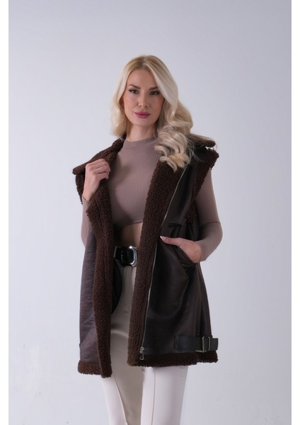 Kahve Biker Deri Yelek 31070181.05 indirimleri