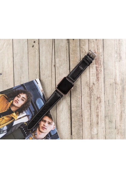 Apple Watch Uyumlu Deri Kordon 42-44-45MM Nm4-As1 Siyah fırsatları